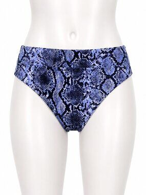 Bar III Womens Blue Snakeskin Print High-Waist Bikini Bottoms Size XS